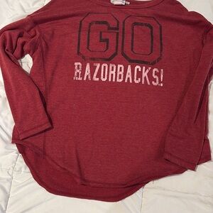 GO Razorbacks! Red Long Sleeve Tee
